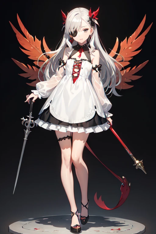  ((best quality)), ((masterpiece)), (detailed), 1girl, Character design, female, dynamic poses, long white grey hair, grey white eyes, very skinny, detailed, best quality, no accesoires around the neck, no shoes, prominent collarbones, skinny arms, flat stomach, visible hip bones, full body, blank white background, plain background, white background, red and white clothing, Bloodborne inspired, occult aesthetic, occult, detailed and intricate steampunk and detailed gothic, NSFW, Very dramatic and cinematic lighting, cosmic horror, grim-dark, side-lighting, perfect face, NSFW, Fluttering lace flared long knee length dress with frilly petticoats, knee length dress, pleated petticoats, petticoats gothic, complex lace boots, side-lighting, gothic aesthetic, wielding a mighty sword with mechanical components, mandalas, small breasts, a fairy, various different types of insect wings, NSFW, full body, whole body, body, plain background, white background, blank background, no background, white background NSFW, chains, full body, whole body, head-to-toe NSFW 