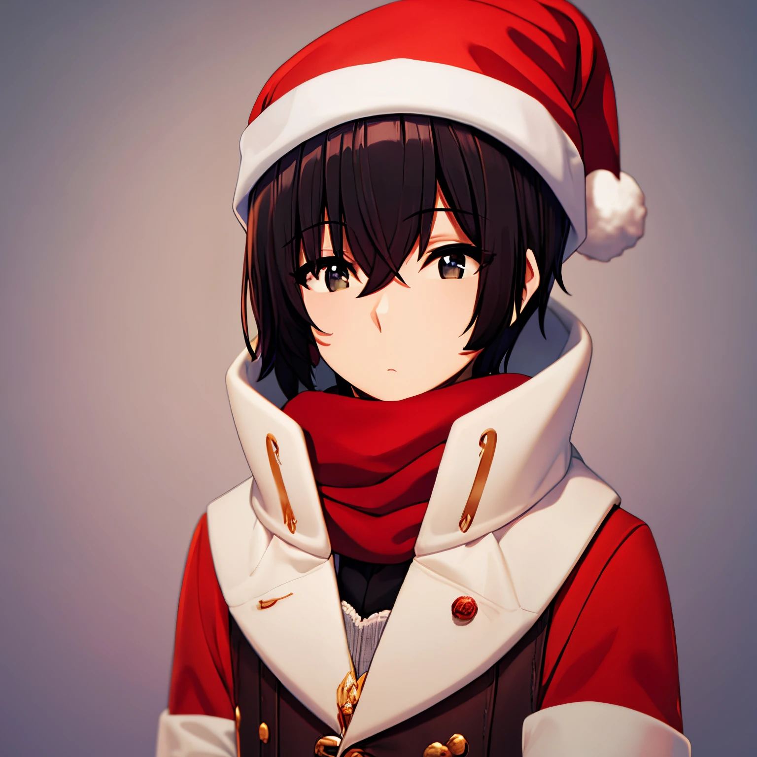 with a Christmas hat and a red scarf