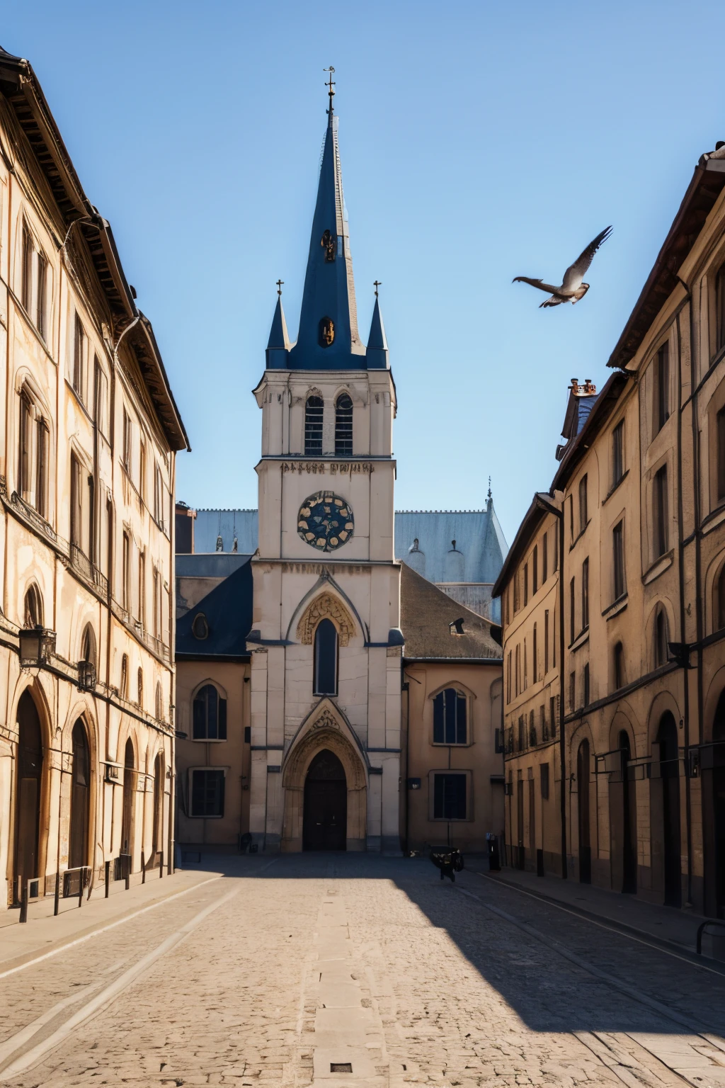 European church pigeons are deserted and melodious