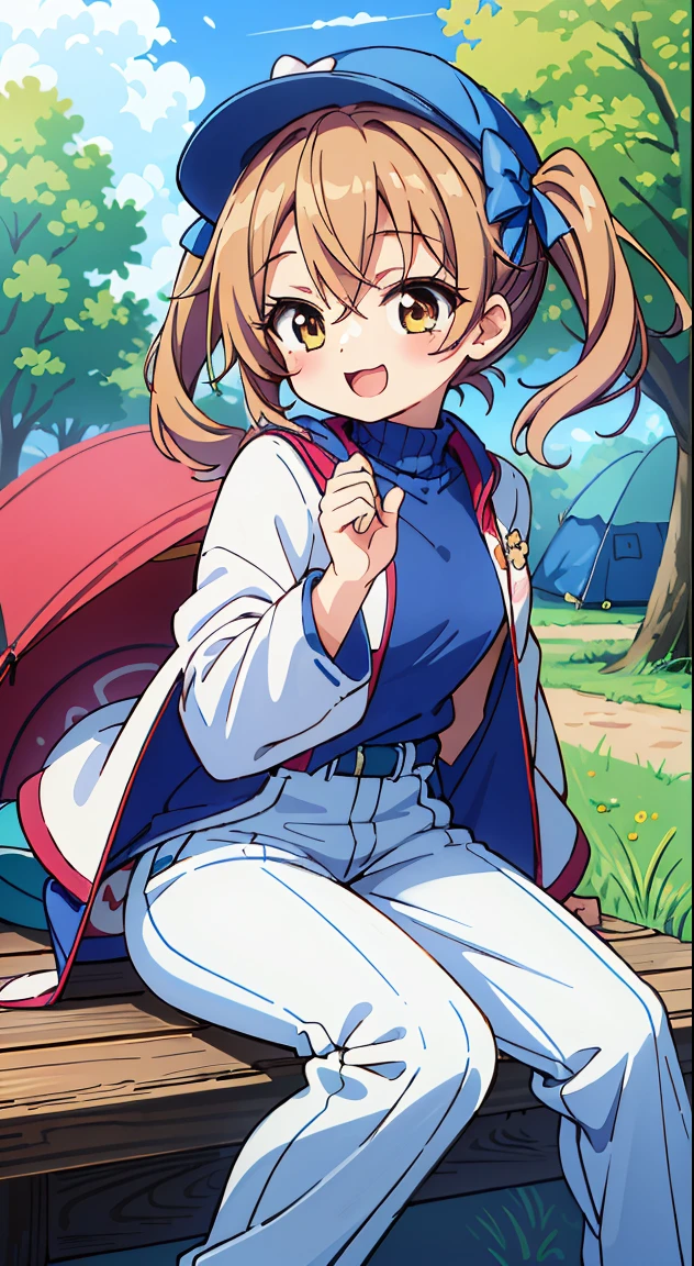 (masutepiece, Best Quality, Perfect Anatomy, High quality:1.4), absurderes, absolutely resolution, unbelievable Ridiculous, hight resolution, ultra-detailliert, Official art, Unity 8k壁纸, Kinetic typography,nice hand, Perfect hands, Detailed beautiful hands, Large_filesize, fulcolor, hight resolution, symmetric, exceptional, Best aesthetic, newest, Anime, very beautiful detailed body,The hair,faces,The eye, , BREAK,
1 beautiful girl, 1girl in, (Cute:1.5),(Chibi:0.5),(kawaii:2.0),(Lori:2.0),(7 year old girl),(Solo:1.65),BREAK, (flat chest:1.2,), Clear skin, Beautiful skin, Shy, One Beautiful Girl,(Hair Bow, reddish brown hair, Twin-tailed:1.2), (Brown eyes, long eyelashes, Double eyelids: 1.2), Shiny skin, gleaming skin,Clear skin, Beautiful skin,( A smile:1.5), Solo,gleaming skin, Clear skin, Beautiful skin(best quality face),(Top quality glowing eyes), (The best smile,Doya face:1.45),
destroy the shirt, White shirt, Jacket, Pants, shoes, Open your clothes, Open jacket, sneakers, Long sleeves, turtle neck, (Oversized_Clothes:1.4)
Breaks have, Baseball Cap, shoes, espadrilles, white footwear,
BREAK
sitting, knees up,
Outdoors, day, Blue sky, cumulonimbus clouds, Sunlight, Flowers, garden, forest, Soto, Trees, Wind, Windy, Nature, tussock, (camping:1.4),depth of fields,
BREAK,wakame,wakame,wakame,(Dynamic Poses, Dynamic Angle, close-up, Cowboy Shot, Cowboy Shot:1.4),
BREAK,(Blurry background:1.3),(absurderes, hight resolution, Super Detail Art),cel shading,Clear Color, Lonely optical effect, Beautiful pictures, Bright glow, mystic atmosphere,(Close-up of girl:1.1), Mystical light particle effect,manga influence, clean line drawings,
nice hand, Perfect hands,