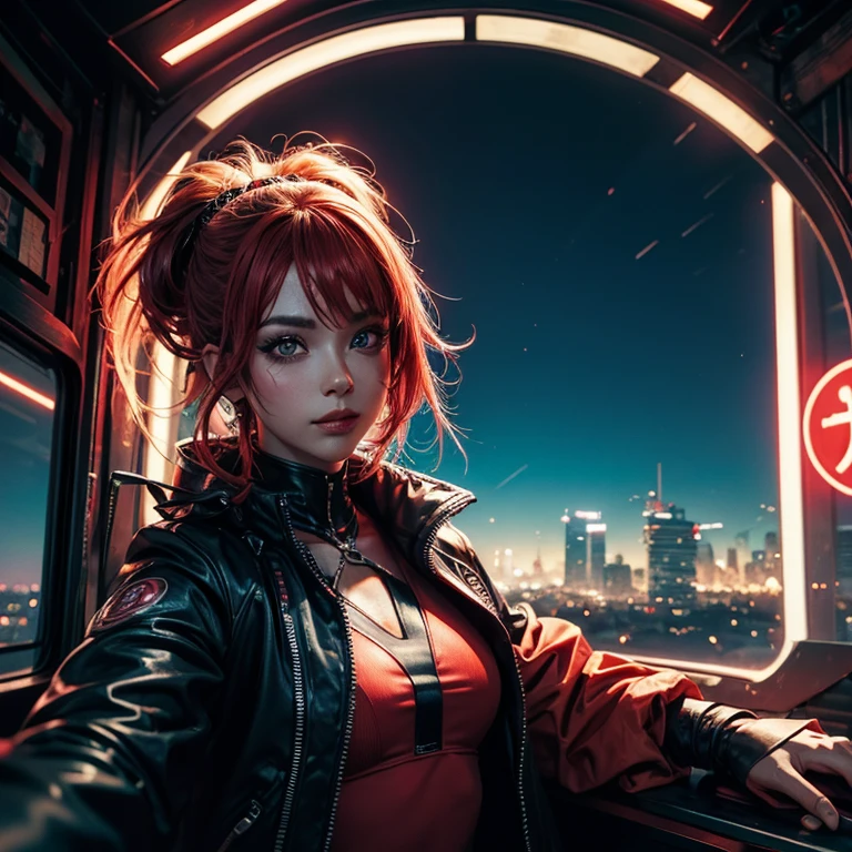 Asuka langley, vista desde abajo, en cuatro patas, mirando a la camara, sexy, muy sexy, dedo en la boca, trasero perfecto, sola en una ciudad cyberpunk, hiper realista, ultra realista, 8k, cinematografico