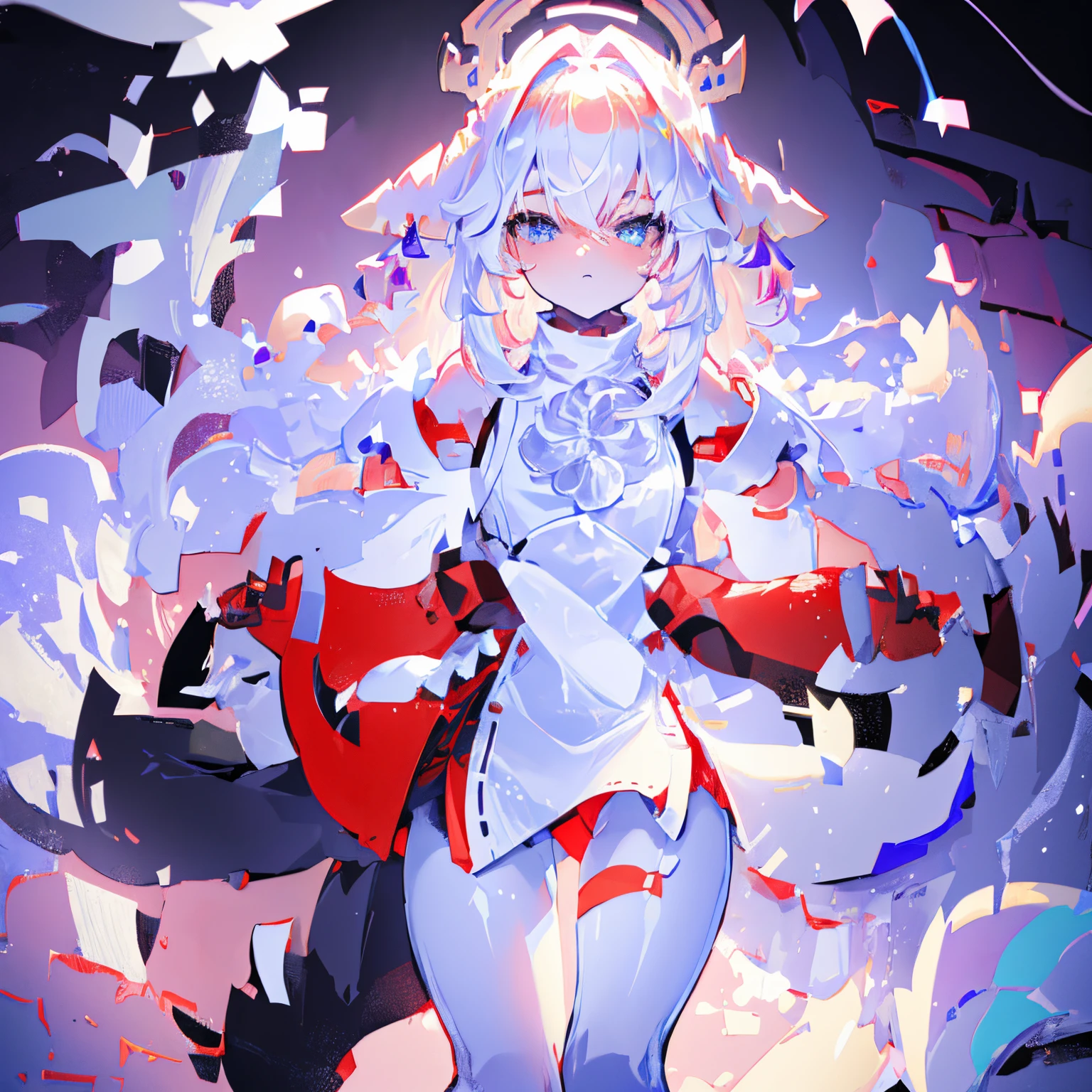 8k resolution, high quality, high resolution, best quality, best resolution, absurd resolution, ray tracing, high detailed, white hair, female,white wolf ears, teenage girl, slim body, white scale dragon tail,black combat boots,skirt,black leggings, black t-shirt, combat medic backpack, white scale dragon tail , detailed blue eyes, beautiful face,