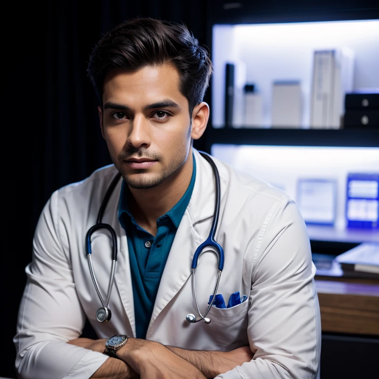 Male Doctor with black background 22 years old