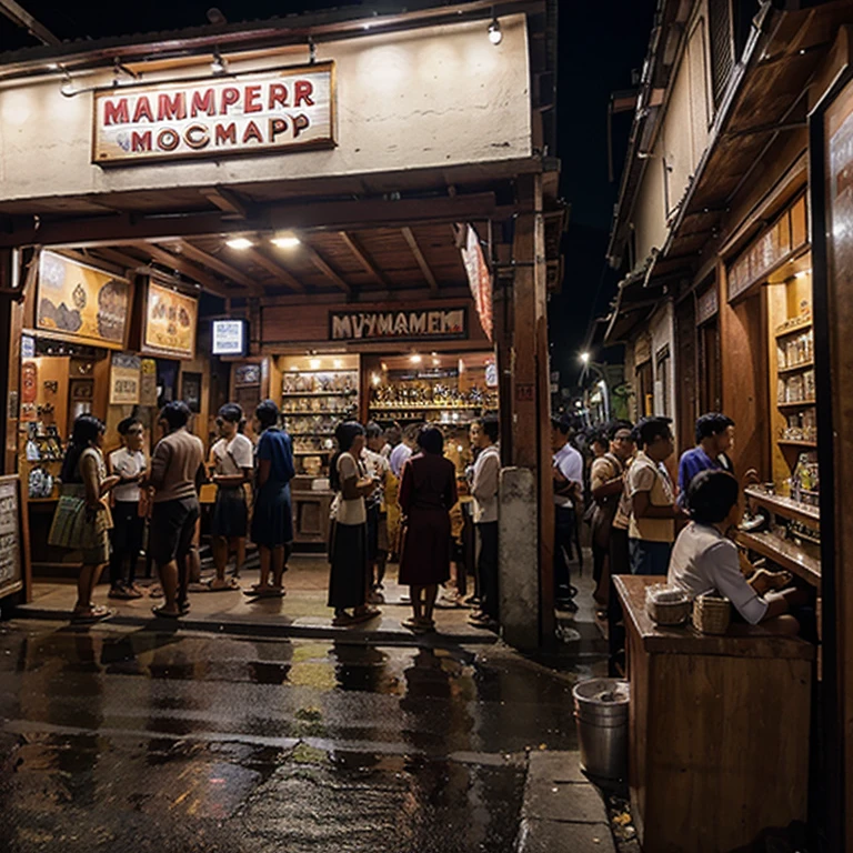 Crowded infront of the Mynamar Beer Shop, stunning photography by evening post.