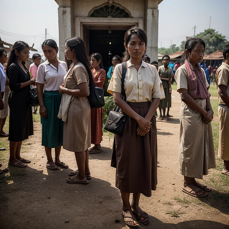 Myanmar Civilian are lining up for Patrolium, unexpectedly event motion.