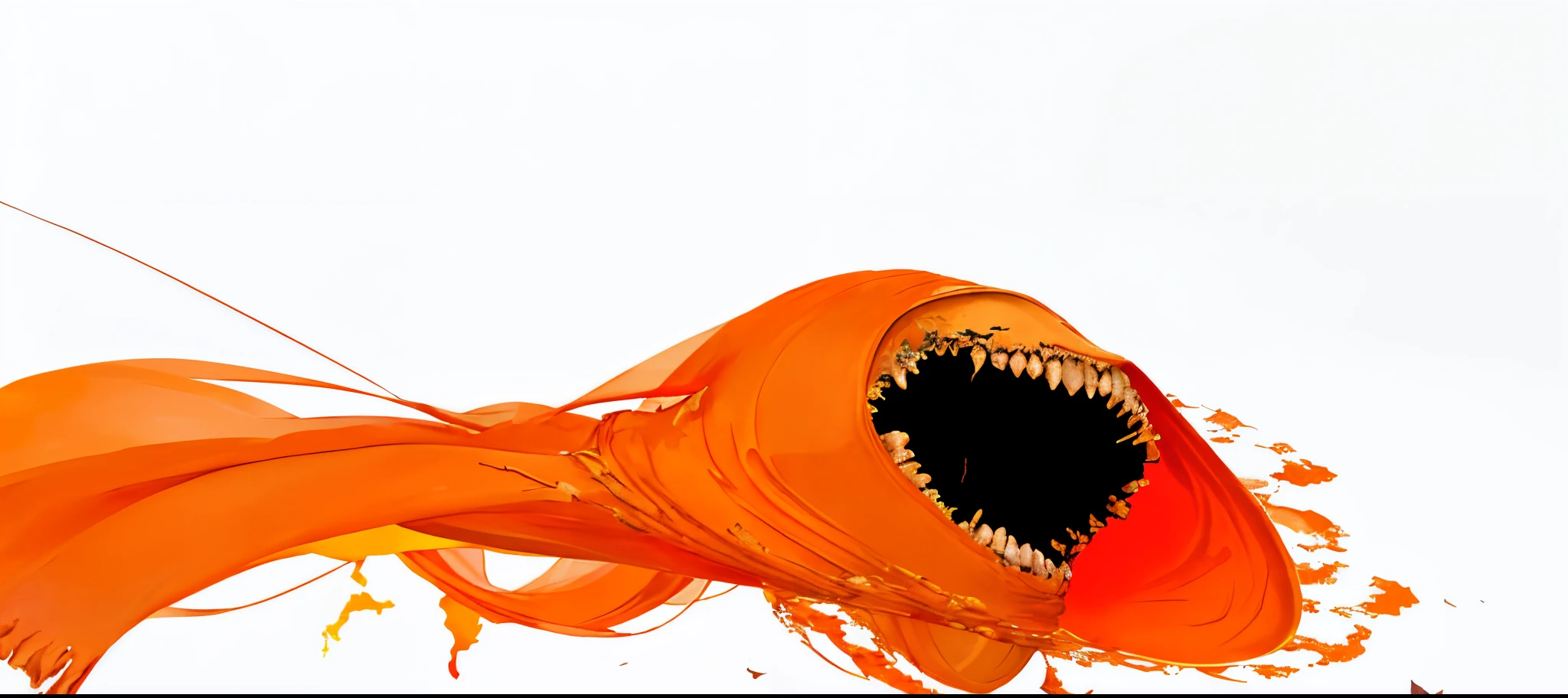 Orange scarf floating in the air,orange colors,围巾,フォトリアリスティック,realistically,he in disrepair,well worn,terror