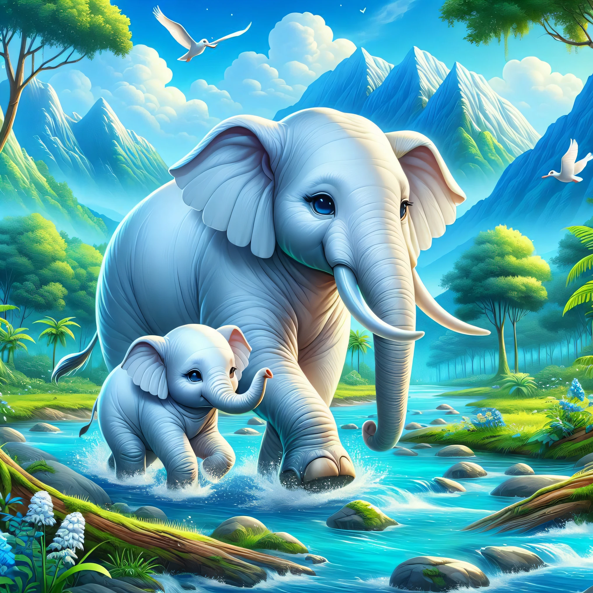 elephants in the jungle painting by numbers, african elephants in the jungle, elephants, the best of elephants, beautiful nature, adorable digital painting, detailed beautiful animals, colored elephant art, hd wallpaper, amazing depth, cute elephant, beautiful digital artwork, digital painting highly detailed, digital cartoon painting art, focus on the elephant, a beautiful artwork illustration, awesome, beautiful digital painting