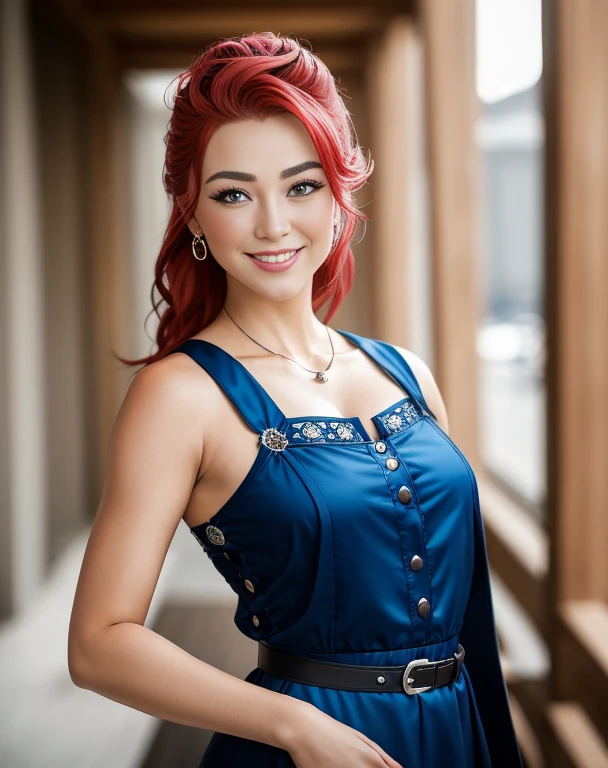 (Meisterwerk, best quality), 1girls, collarbone, glattes Haar, Blick auf den Betrachter, verschwommen, full entire body, Halskette, keine Kleidung, Pferdeschwanz, Sommersprossen, rotes Haar, Sonnenlicht, seductive look,  Weg, Extreme Nahaufnahme, Smile at the viewer, rotes Haar, blaue Augen, (8K, RAW-Foto, best quality, Meisterwerk: 1.2), Ultra-detailliert, (Hochdetaillierter Skin: 1.2), 8K UHD, DSLR, Sanftes Licht,  High quality,