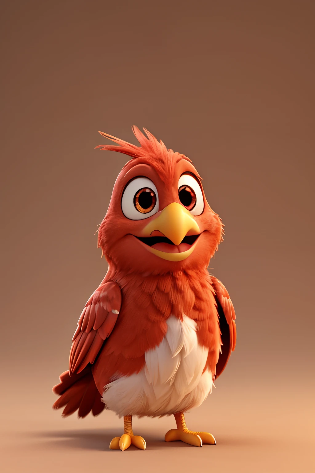 red bird happy cute 3d render disney neutral background