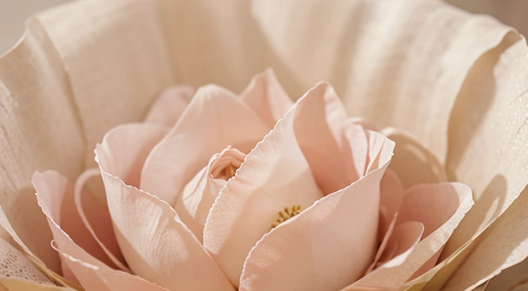 Capture a detail shot of a softly blurred floral arrangement, showcasing the delicate shapes and pastel tones that create a soft and romantic background