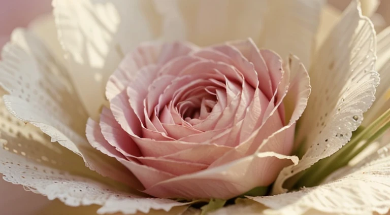 Capture a detail shot of a softly blurred floral arrangement, showcasing the delicate shapes and pastel tones that create a soft and romantic background