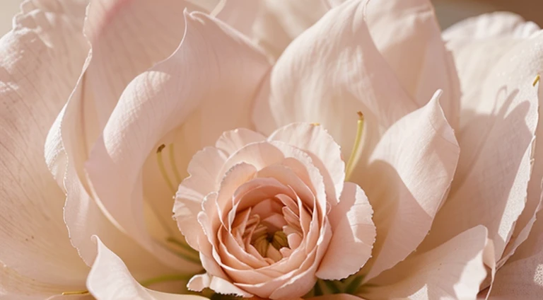 Capture a detail shot of a softly blurred floral arrangement, showcasing the delicate shapes and pastel tones that create a soft and romantic background
