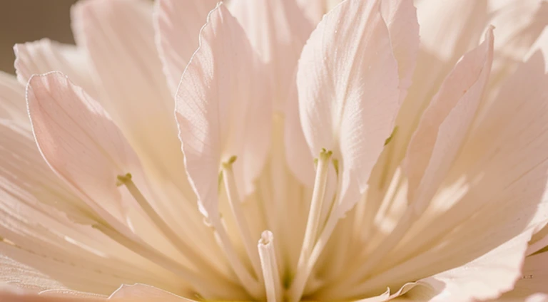 Capture a detail shot of a softly blurred floral arrangement, showcasing the delicate shapes and pastel tones that create a soft and romantic background