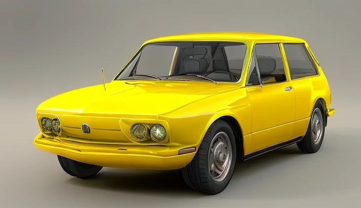 um close de um carro amarelo em um fundo vermelho, carros realistas, Altamente detalhado Hyper Real Retro, amarelo e vermelho, giorgetto giugiaro, alta poli vray, carro finamente detalhado, 3ds max renderizado, carro altamente detalhado, vray render super realista, 3 ds max + vray, esquema de cores amarelo e vermelho, esquema vermelho amarelo