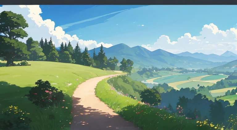 rompts Copy (((best quality)))), an umlaut on a hill with a path leading to forest, anime countryside, anime background art, anime scenery, soft studio ghibli concept art, beautiful anime scenery, anime set concept art, studio ghibli concept art, ghibli studio environment, anime landscape, beautiful anime scene, Glibly Makoto Shinkai Studio, Ghibli Studio Landscape, Cottagecore!!
INFO