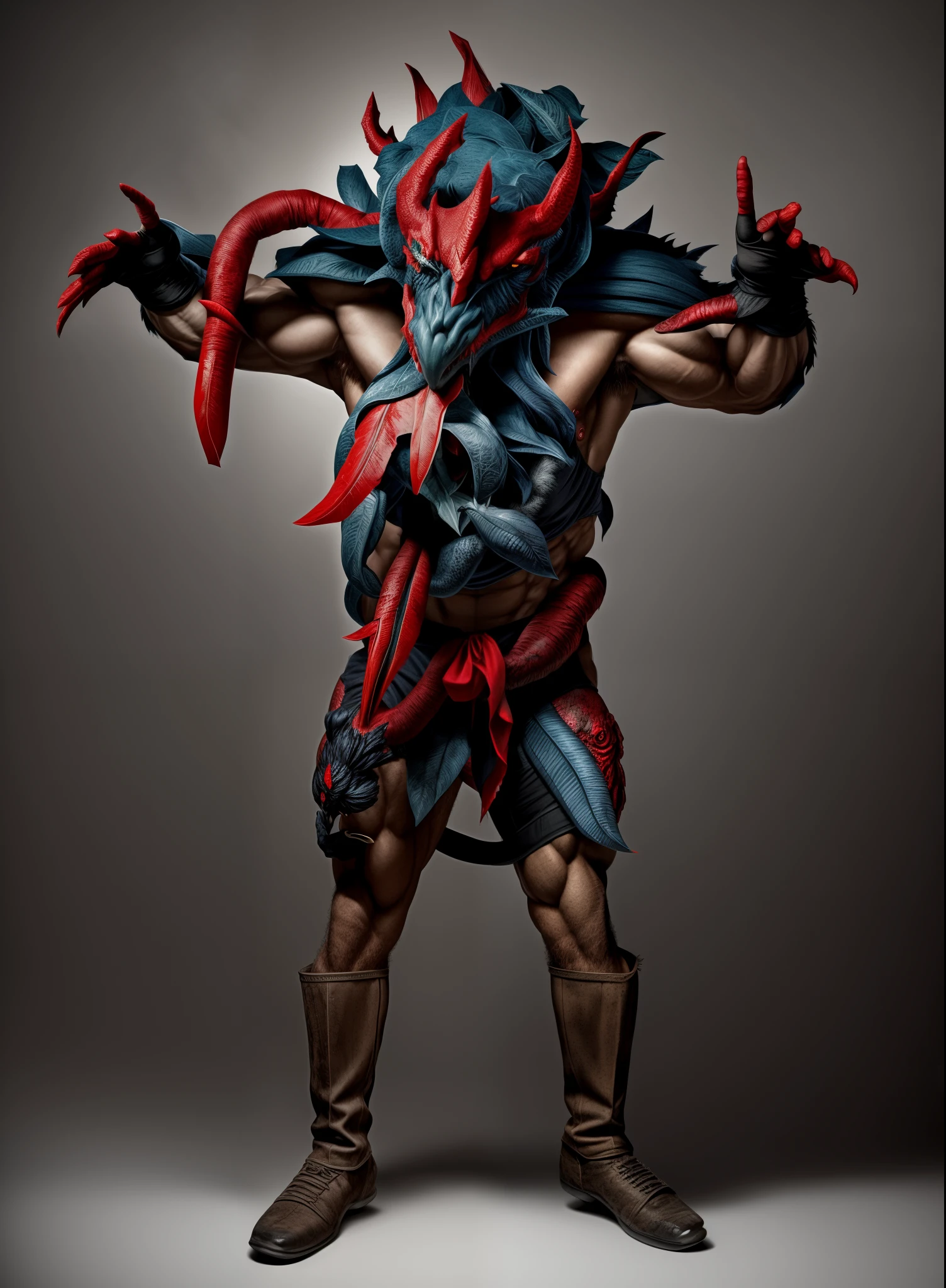 The Monster、plant monster、Bulk、black rudy、musculature、Birds of prey、beast、Bleeding、Bloody、Bloody、Top image quality、masterpiece、8K、kook、Strongest、Atrocious、The Monster、killer ghost、wrestler、Musculoskeletal augmentation々、musculature、fear face、ogre、black man