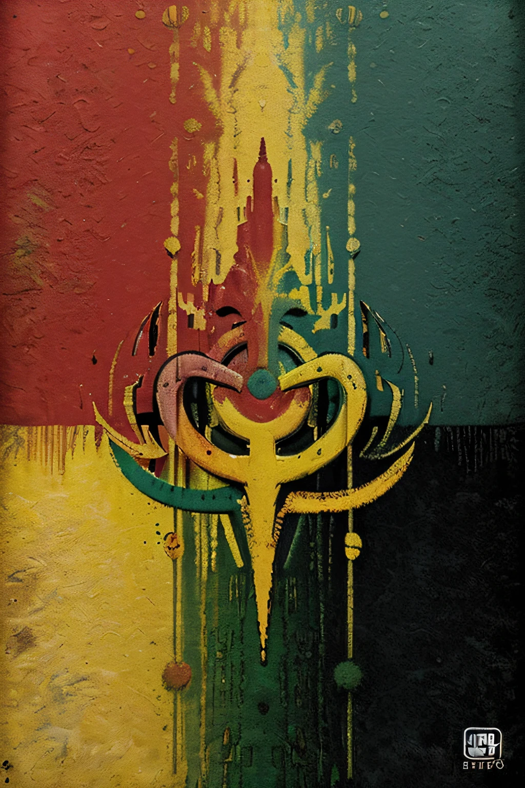 (fundo de publicidade), ((abstrato)), cores vibrantes, realista, luzes, detalhes grunge nas cores do reggae