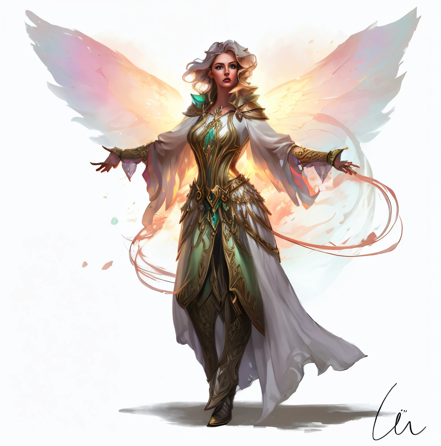 imagem arafiada de uma mulher vestida com uma fantasia de fada em um jardim verde, arte do personagem charlie bowater, arte do personagem de fantasia dnd, epic exquisite character art, arte do personagem de fantasia, female cleric, Artgerm Julie Bell Beeple, pretty female cleric, Personagem de fantasia dnd, Fantasia D&Personagem D, Anjo majestoso de corpo inteiro, lord of change, arte do personagem dnd