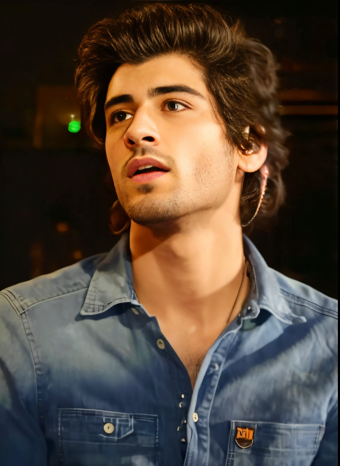 Arafed man with headphones in his ears looking up, Zayn Malik, inspirado por Adam Dario Keel, Avan Jogia Angel, muy guapo, por Adam Dario Keel, mirando a su lado, patillas, extremadamente guapo, cara bonita!!, Ridiculously handsome, inspirado por John Luke, Plano medio de un guapo, muy detallado!, Closeup!!!!!!, Closeup!!!!!