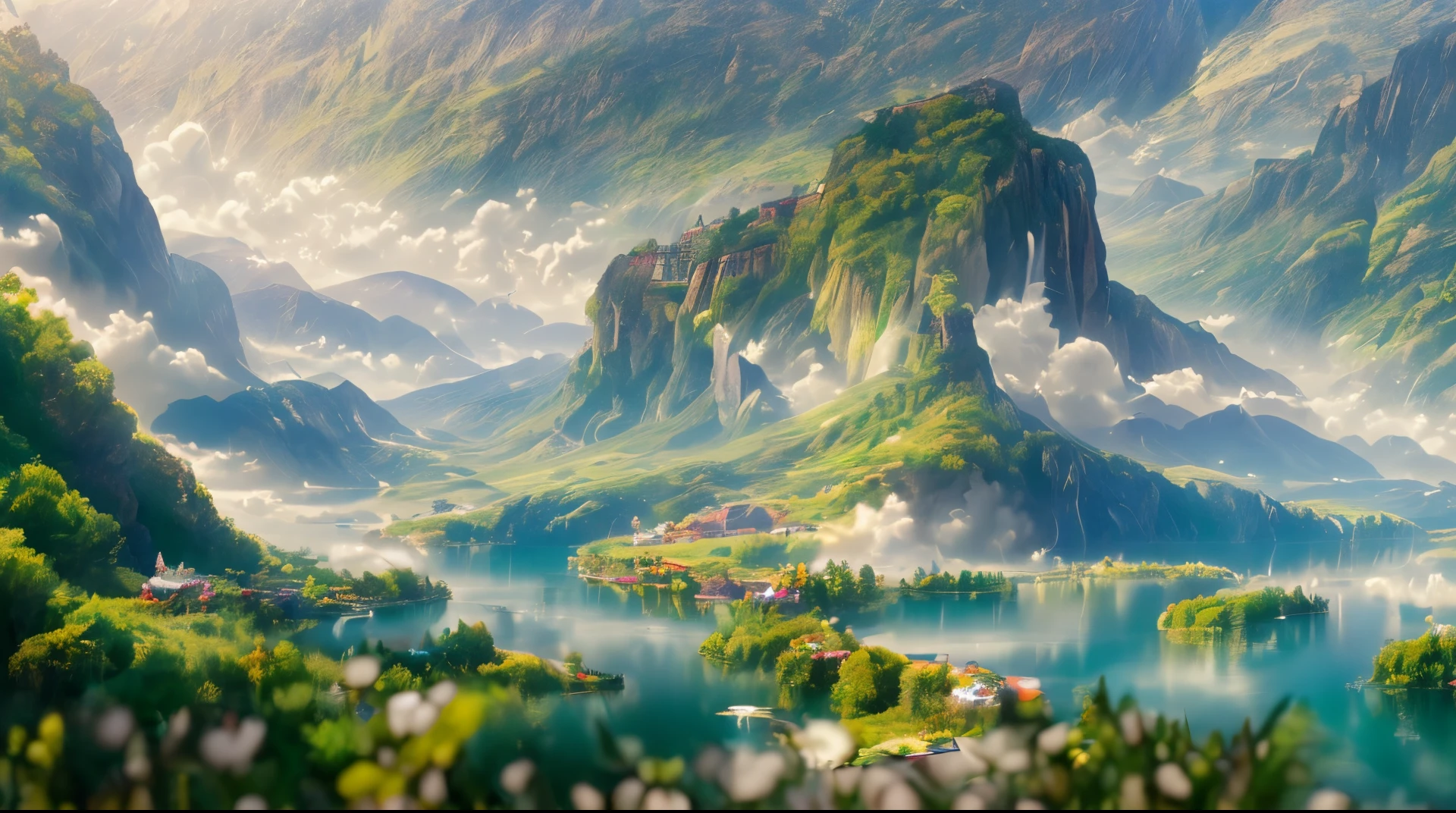 Landscape, cloudy blue sky, anime drawing, ultra hd, realistic, vivid colors, highly detailed, UHD drawing, pen and ink, perfect composition, beautiful detailed intricate insanely detailed octane render trending on artstation, 8k artistic photography, photorealistic concept art, soft natural volumetric cinematic perfect light --auto --s2