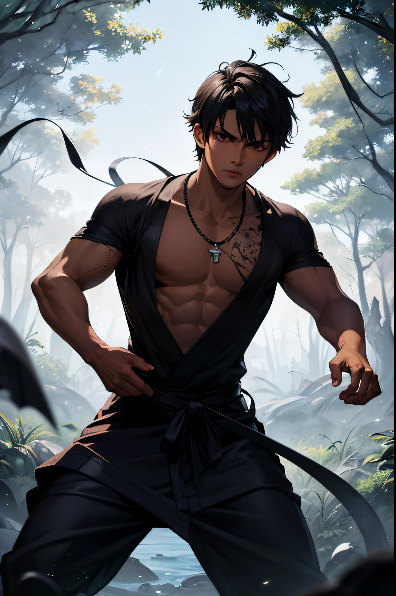 ((best quality)), ((masterpiece)), (detailed), 1man, no shirt, full animal head, fighting pose, scarred