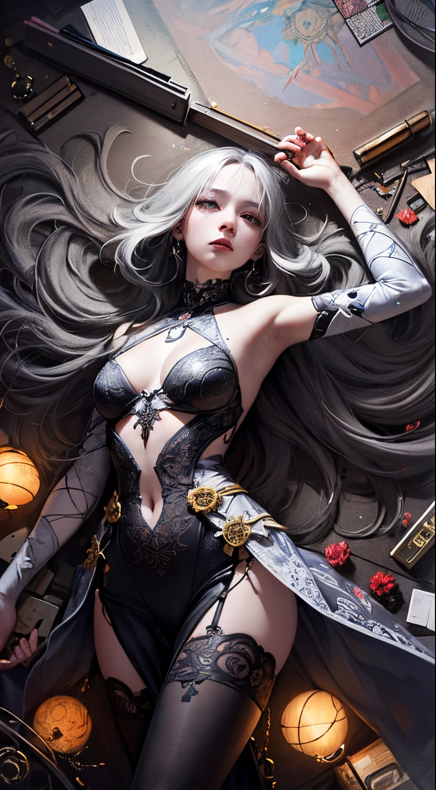 official art, unity 8k wallpaper, ultra detailed, beautiful and aesthetic, masterpiece, best quality, (zentangle, mandala, tangle, entangle), (fractal art:1.3) , 1girl, extremely detailed, dynamic angle, cowboyshot, the most beautiful form of chaos, elegant, a brutalist designed, vivid colours, romanticism, by james jean, roby dwi antono, ross tran, francis bacon, michal mraz, adrian ghenie, petra cortright, gerhard richter, takato yamamoto, ashley wood, atmospheric, ecstasy of musical notes, streaming musical notes visible