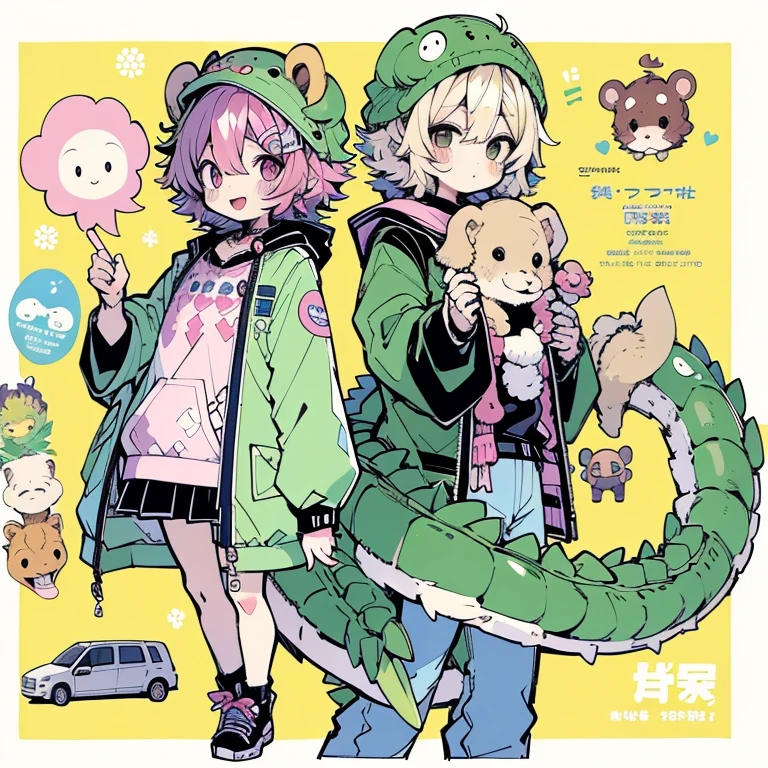 There are many different cute cartoon animals, Elephants, crocodiles, Rabbits and other animal patterns in this photo, Cute, Hand-drawn illustrations, Colorful, Wang Chen, crocodile loki, art cover, ƒ5.6,🦩🪐🐞👩🏻🦳; 🌞🌄 , code, 🪔 🎨 metaverse, full height