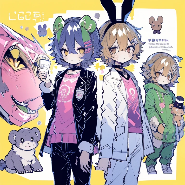 There are many different cute cartoon animals, Elephants, crocodiles, Rabbits and other animal patterns in this photo, Cute, Hand-drawn illustrations, Colorful, Wang Chen, bunny, crocodile loki, art cover, ƒ5.6,🦩🪐🐞👩🏻🦳; 🌞🌄 , code, 🪔 🎨 metaverse, full height