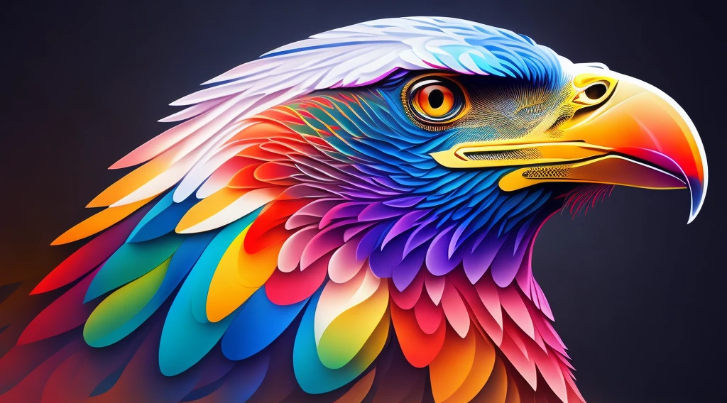 the colorful abstract of eagle, (colorful,high detailed,vector-art)