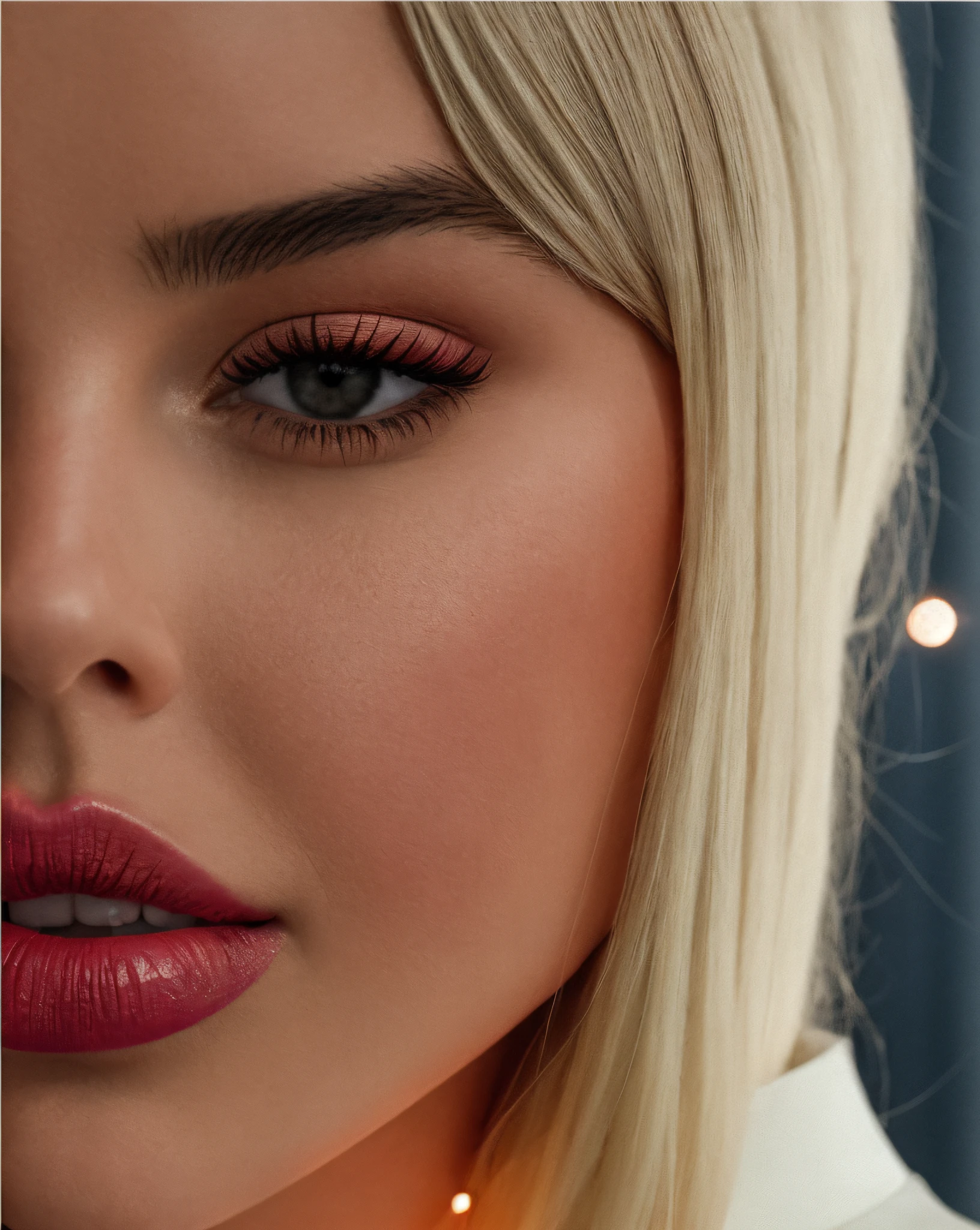 a closeup of a woman wearing a white hat and pink lip, Ava Max, Perfekt ausgeleuchtetes Gesicht, Nahaufnahme Gesicht, Nahaufnahme des Gesichts, Kailee Mandel, glowing, Nahaufnahme im Gesicht, Nahaufnahme des Gesichts, neck zoomed in from lips down, gesicht nahaufnahme, Durchgesickertes Bild, Sie hat ein Leuchten, das von ihr ausgeht
