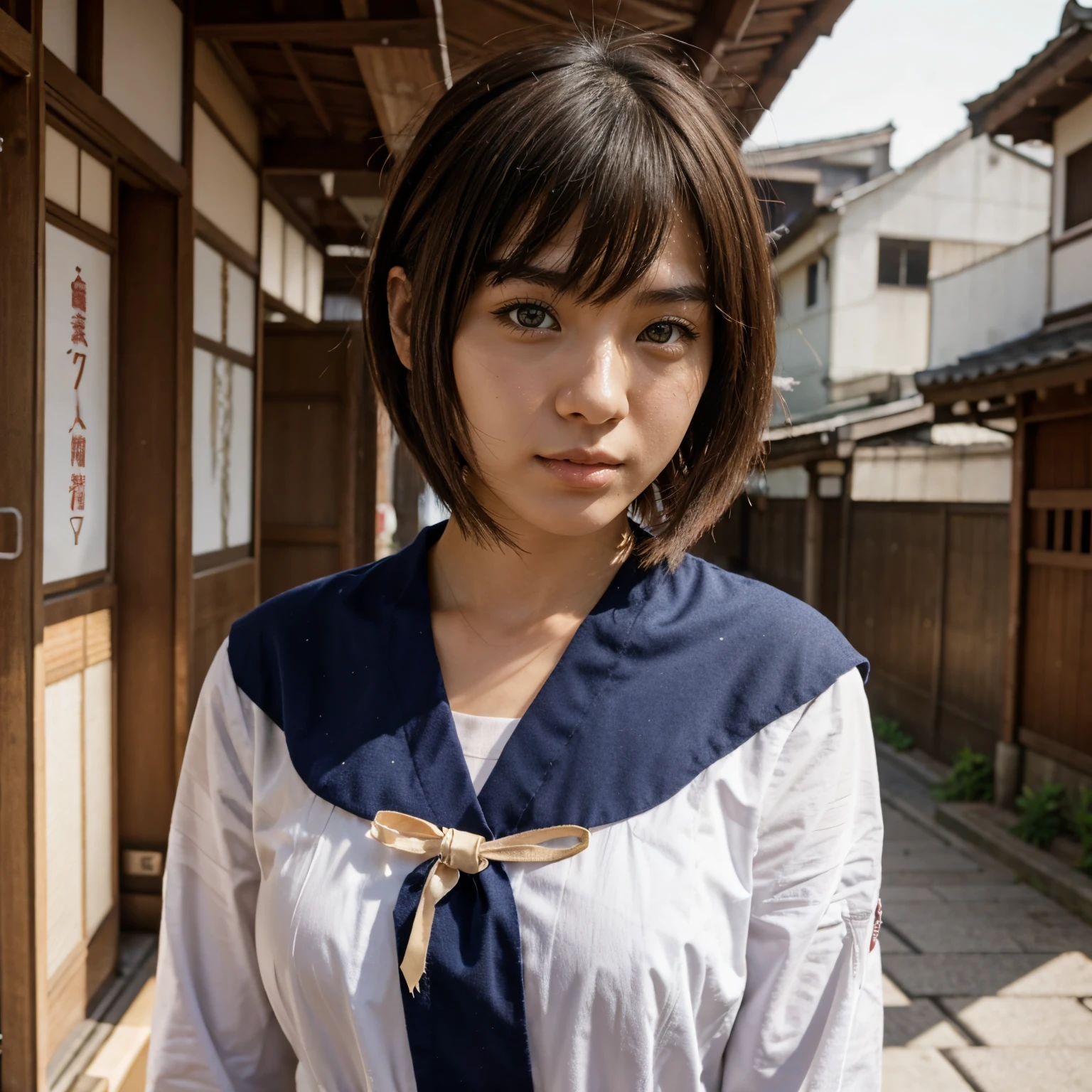 Wolf cut hair, Japanese high school  girl