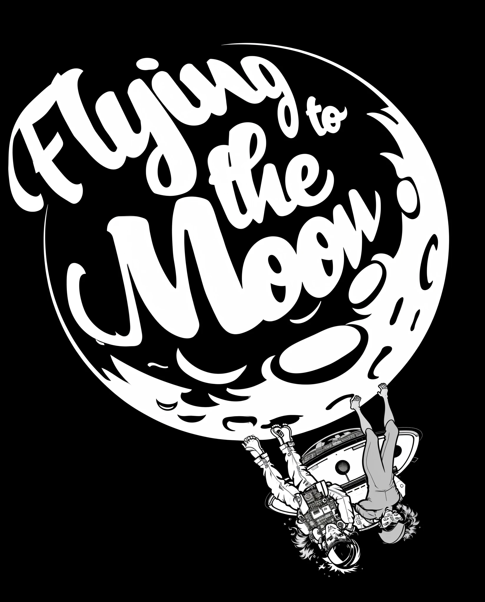 imagem arafada de um carro voando no ar com uma grande lua, para a lua, mcbess illustration, Voando no ar, McBess, pouso na lua, voador, arte oficial, voando pelo ar, Cartaz McBess, it is flying through space, inspirado em Yuko Shimizu, flying in space