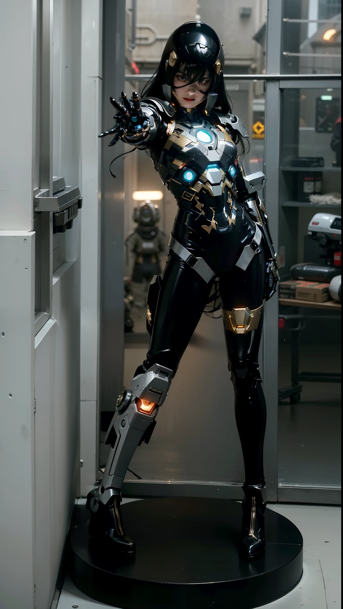 nice,Best quality,golden jewelery,Fairy skin,(Fidelity :1.2),Eternal,ultra - detailed,actual,high high quality,Cinematic lighting lighting,Ray traching,hyper HD,upper part of body, Future Iron Man mecha,Cinema lenses,tank battery,Launching equipment,Large-caliber artillery,ross tran 8 k,mechatankcyberarmoredchariotgirl,Wearing a cyberpunk stamina helmet,Wearing a glowing space helmet,High-tech motorcycle helmet,Wearing a high-tech mask on the face,without showing face,There a breathing light on the body,The armor of the future shines,armed cannon