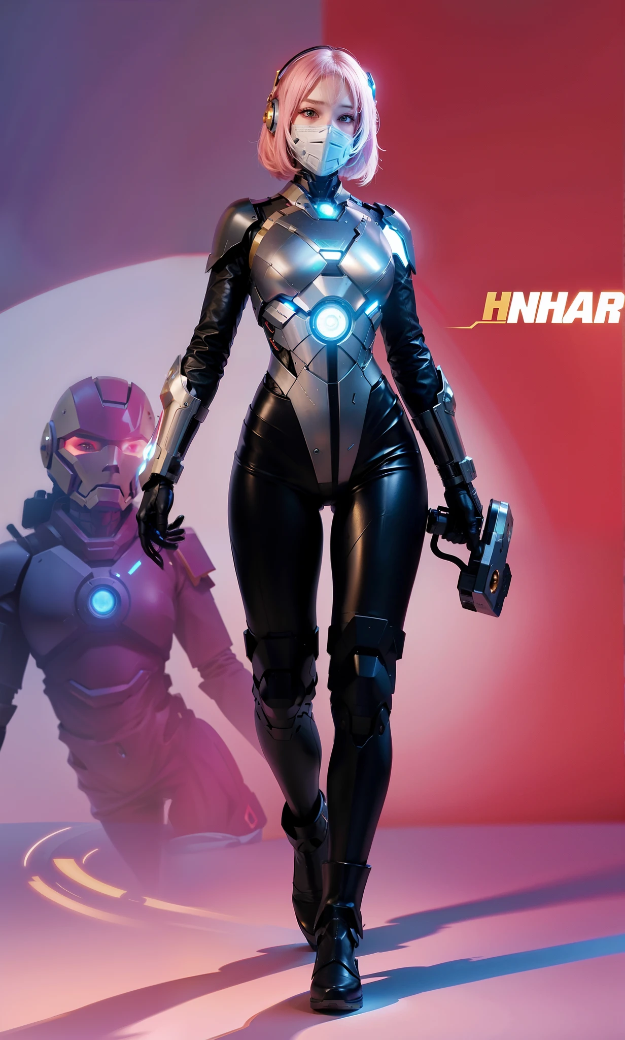 the good,Best quality,golden jewelery,Fairy skin,(Fidelity :1.2),Eternal,ultra - detailed,actual,high high quality,movie light lighting,Ray traching,hyper HD,Upper part of the body, Future Iron Man mecha，Cinema lenses，tank battery，Launching equipment，Large-caliber artillery，ross tran 8 k，mechatankcyberarmoredchariotgirl,Wearing a cyberpunk stamina helmet，Wearing a glowing space helmet，High-tech motorcycle helmet，Wearing a high-tech mask on the face，The whole head  wrapped in a helmet，without showing face，There  a breathing light on the body，The armor of the future shines，armed cannon