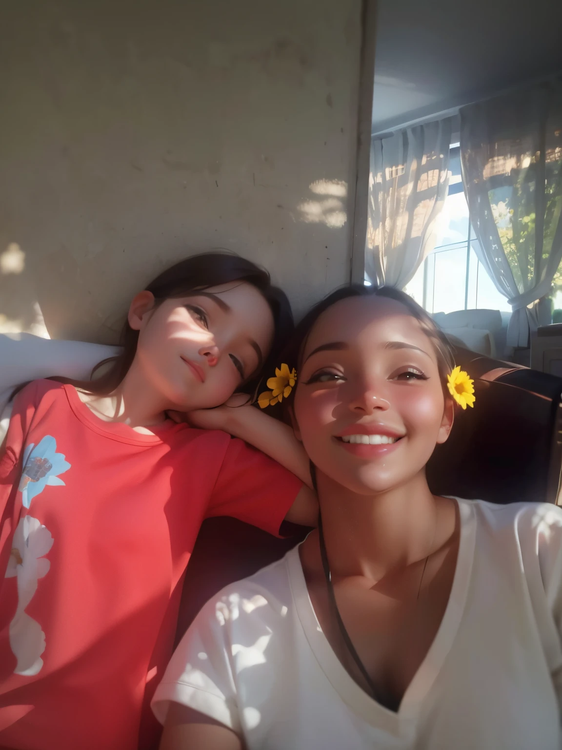 Mother and daughter on a sunny day