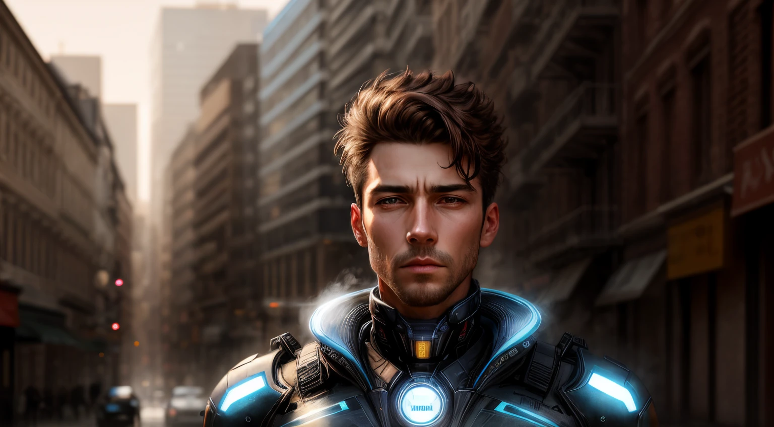 a portrait of a man in a futuristic suit opening his eyes, 8k portrait rendering, ultra detailed, masterpiece, artwork, realistic.