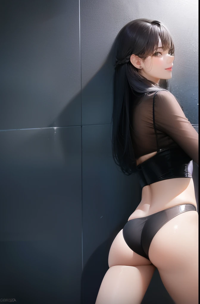 (Raw photography:1.2)、(Photorealsitic:1.4)、(masterpiece:1.3)、(top-quality:1.4)、超A high resolution、(A detailed eye)、(detailed facial features)、(detailed clothes features)、nffsw、8K分辨率、solofocus、skin tightening、(shinny skin)、(Slender girl)、dream-like、
(Extreme Detail)、Confirmation of commentary、Request for commentary、landscapes、without text、
Virtual Girl - Aim、medium breasts、straight haired、Shorthair、A dark-haired、Black eye、
1girl in,
Crystal Pendant、String Panthibra
innocence、
(Charming smile with open legs、Open your legs、enraptured、Standing knees、The best smile、low angles、waved hair、Shower room、The dim、Dim lighting、Show your ass、Rear view、Back Angle、Buttocks center、