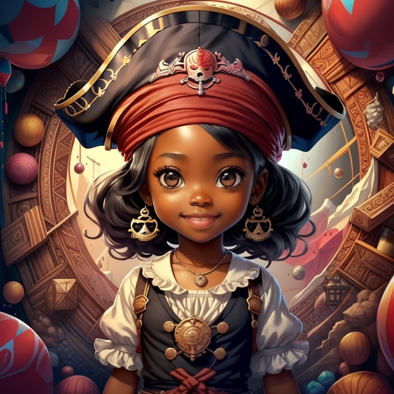 (cute black baby girl pirate smiling with treasure box) stylized identical to 1940 |)), acolchoamento ,multidimensional geometric wall PORTRAIT, arte, Chibi,
Yang016K, lindo,(( cor vermelha predominante, rosa e branco))
Primary works, qualidade superior, melhor qualidade, Arte Oficial, Lindo e Estetaduardo Kobra acolchoamento ,multidimensional geometric wall PORTRAIT, arte, Chibo,detalhes