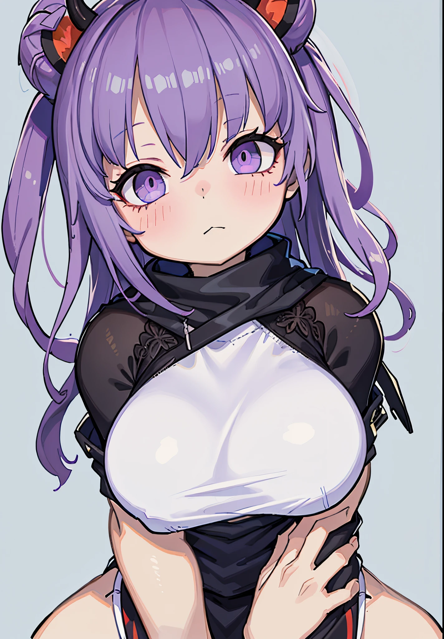 anime girl with purple hair and dark purple eyes and a purple bra, detailed digital anime art, guweiz, artwork in the style of guweiz, guweiz on pixiv artstation, guweiz on artstation pixiv, portrait gapmoe yandere grimdark, detailed anime character art, gapmoe yandere grimdark, demon anime girl, kawacy
