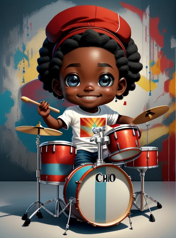 (cute black baby boy smiling with jeans playing drums) stylized identical to 1940 |)), acolchoamento ,multidimensional geometric wall PORTRAIT, arte, Chibi,
Yang016K, lindo,(( cor vermelha predominante, rosa e branco))
Primary works, qualidade superior, melhor qualidade, Arte Oficial, Lindo e Estetaduardo Kobra acolchoamento ,multidimensional geometric wall PORTRAIT, arte, Chibo,detalhes