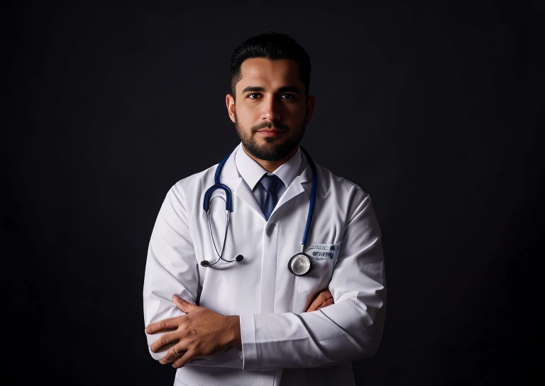 Doctor in white coat and tie posing for photo, medic, medic, (medic), Male physician, imagem profissional, anime.