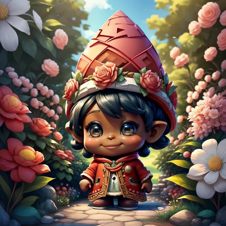 (cute black baby gnome smiling with flowers in beautiful garden) stylized identical to 1940 |)), acolchoamento ,multidimensional geometric wall PORTRAIT, arte, Chibi,
Yang016K, lindo,(( cor vermelha predominante, rosa e branco))
Primary works, qualidade superior, melhor qualidade, Arte Oficial, Lindo e Estetaduardo Kobra acolchoamento ,multidimensional geometric wall PORTRAIT, arte, Chibo,detalhes