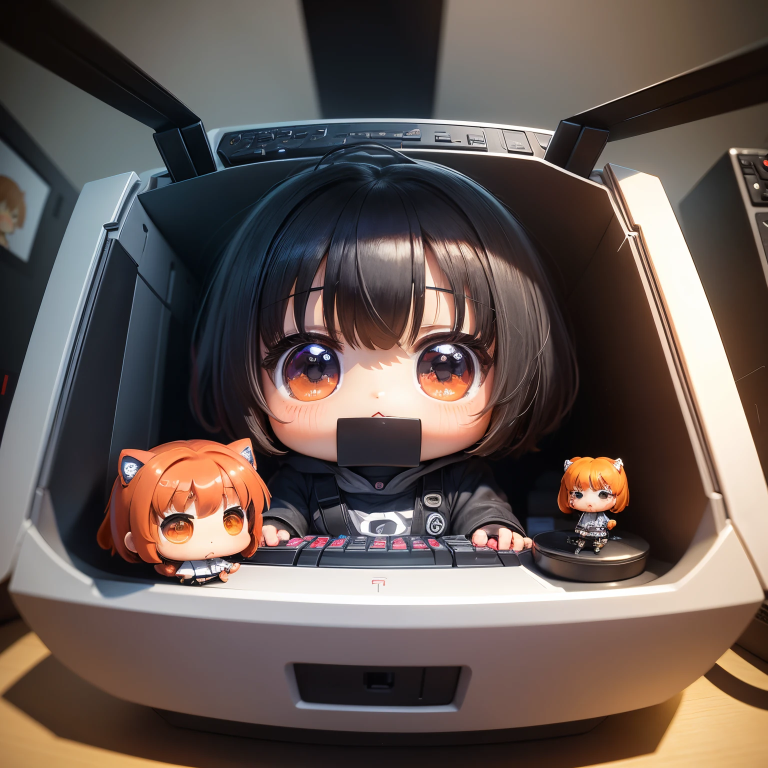 ​masterpiece、top-quality、ultra-detailliert、(Chibi Chara's Daughter:1.2)、computer test、keyboard、personal computers