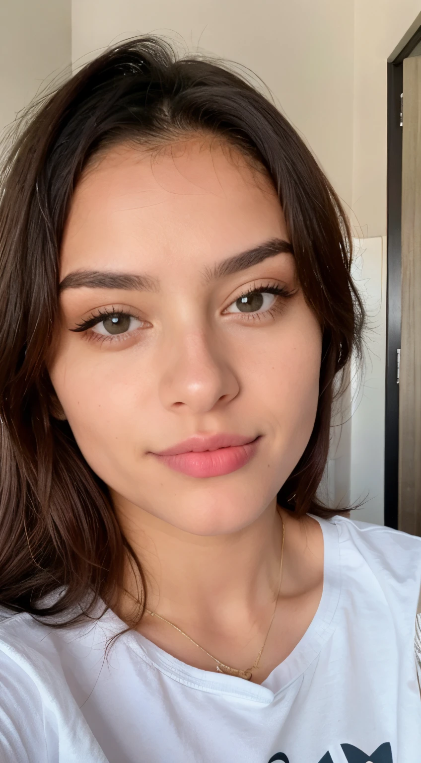 hyper realistic,uma menina jovem ,sozinho , foto selfie,brilho no rosto, boca pequeno, olhos grandes