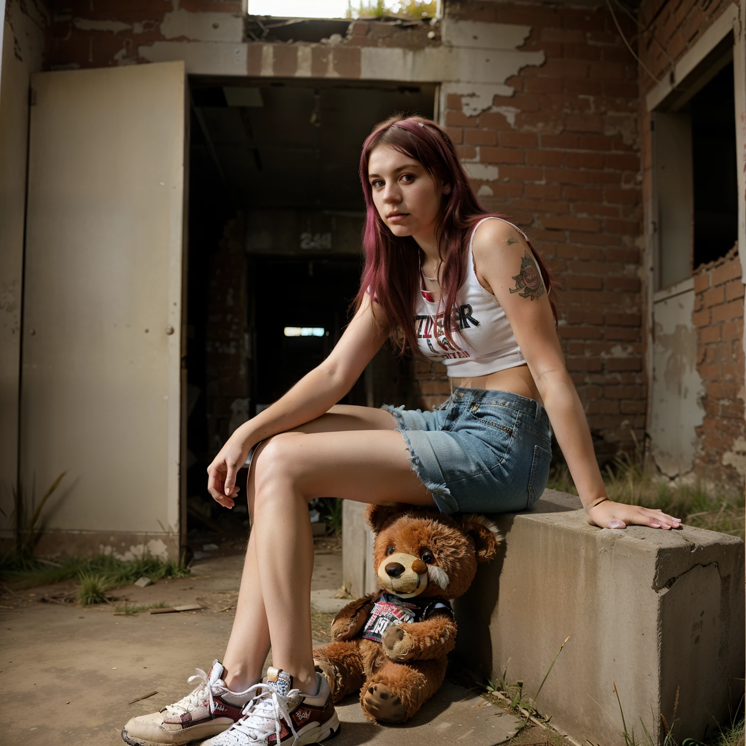 sexy red head, selfie, daisy dukes, smiling, cowboy boots,