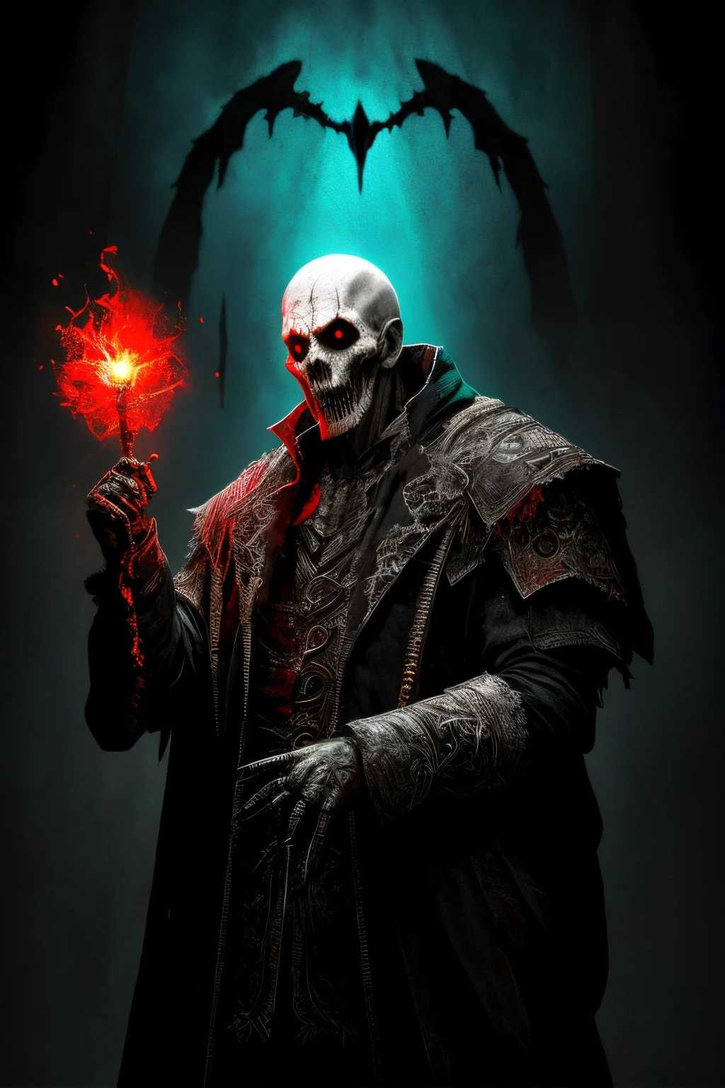 (papel de parede 8k extremamente detalhado), a medium shot photo of a scary necromancer, alto detalhe, dramatic