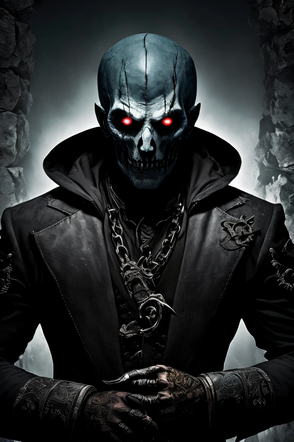 (extremely detailed 8k wallpaper) medium photo of a scary necromancer, intricate, highly detailed, dramatic
