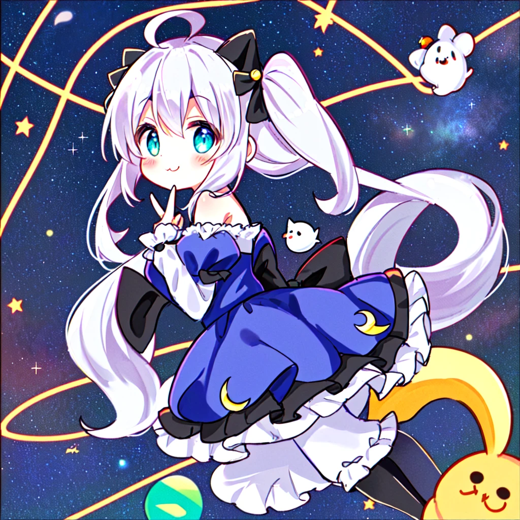 (Moon: 1.2), (Crescent_Moon: 1.2), (Star_(skyporn): 1.2), (rating:safe: 1.2), (starrysky_skyporn: 1.2), (Night_skyporn: 1.2), (1girl in: 1.2), (full_Moon: 1.2), (Cat: 1.2), (Night: 1.2), (animal: 1.2), (white_Cat: 1.2), (animal_Ears: 1.2), (bunny: 1.2), (plushies_Cat: 1.2), (long_hair: 1.2), (Cat_Ears: 1.1), (white_Dress: 1.1), (skyporn: 1.1), (baloons: 1.1), (Crescent: 1.1), (spaces: 1.1), (Dress), (animal_ear_fluff), (ghost), (very_long_hair), Wieg wear, blush, snowman, long_sleeves, :3, Star_(symbol), creature, Bare_shoulders, plushies_animal, seal_(animal), sleeves_hiar_wrist, Smile, Bangs, Shooting_Star, white_sleeves, Bow, Cat_girl, Cat_tail, planet, puffies_sleeves, plushies_toy, pantyhose, tippy_(Gochiusa), mogul, animal_SUI_Shoulder, white_Bow, starrysky_skyporn_print, a bear, Finger_To_Mouth, Off_Shoulder, Solo, signature, boo_(Mario), Ahoge, wide_sleeves, Medium_breasts, hair_ornament detached, tail, breasts, tail_Raised, cloud, eyebrows_Visible_through_hair, animal_hug, white_hair, parted_Lips, Detached_sleeves, Rabbit_yukine, Hand_ass hole up, constellation, Bird, index_Finger_Raised, Black_Cat, starrysky_Background, up looking_で_viewer, frilld,