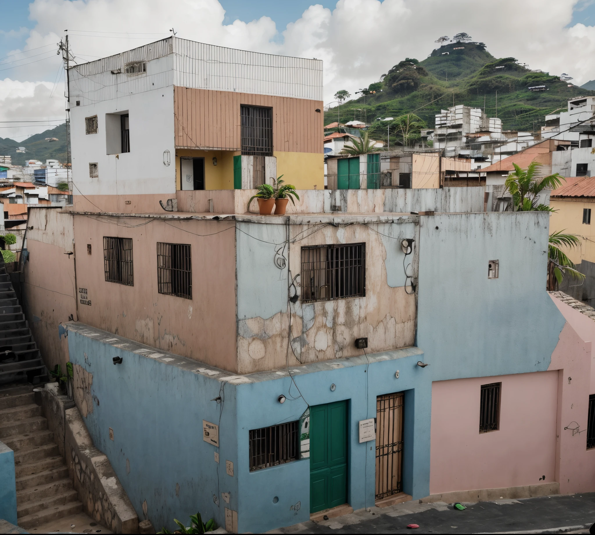 casa, favela, lixo, realista, bem ambientado