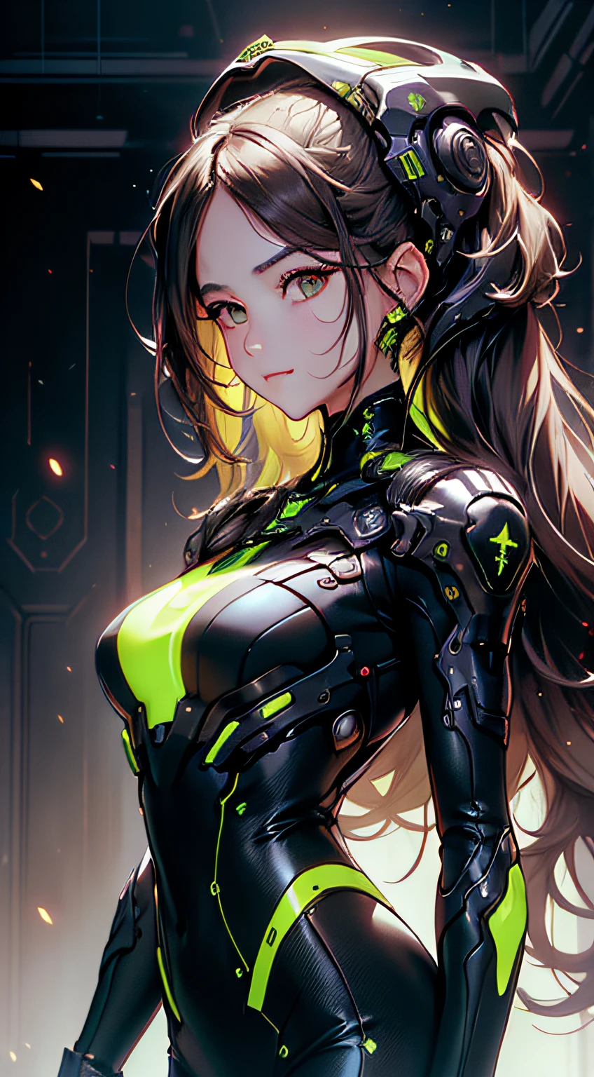 Obra maestra, La mejor calidad, hermoso cabello detallado cara detallada, Rostro femenino perfecto, (feliz:1.2), cyberskull mask, (Primer plano de Potrait:1.2), Enfoque facial, una hermosa y linda mujer warframe y cabello negro brillante, red neon lighting, (sci-fi cyberpunk bodysuit), (Armadura pesada), solamente, 1girl, Ahoge, Pelo lateral, Pelo muy largo, piel brillante, frentes brillantes, Destello de lente, foco nítido, volumetric illumination, tendencias en Artstation, Pixiv, por sakimichan, George Kamitani, Akira Yasuda, Alphonse Mucha, Greg Rutkowski, Gil Elvgren, William-Adolphe Bouguereau
